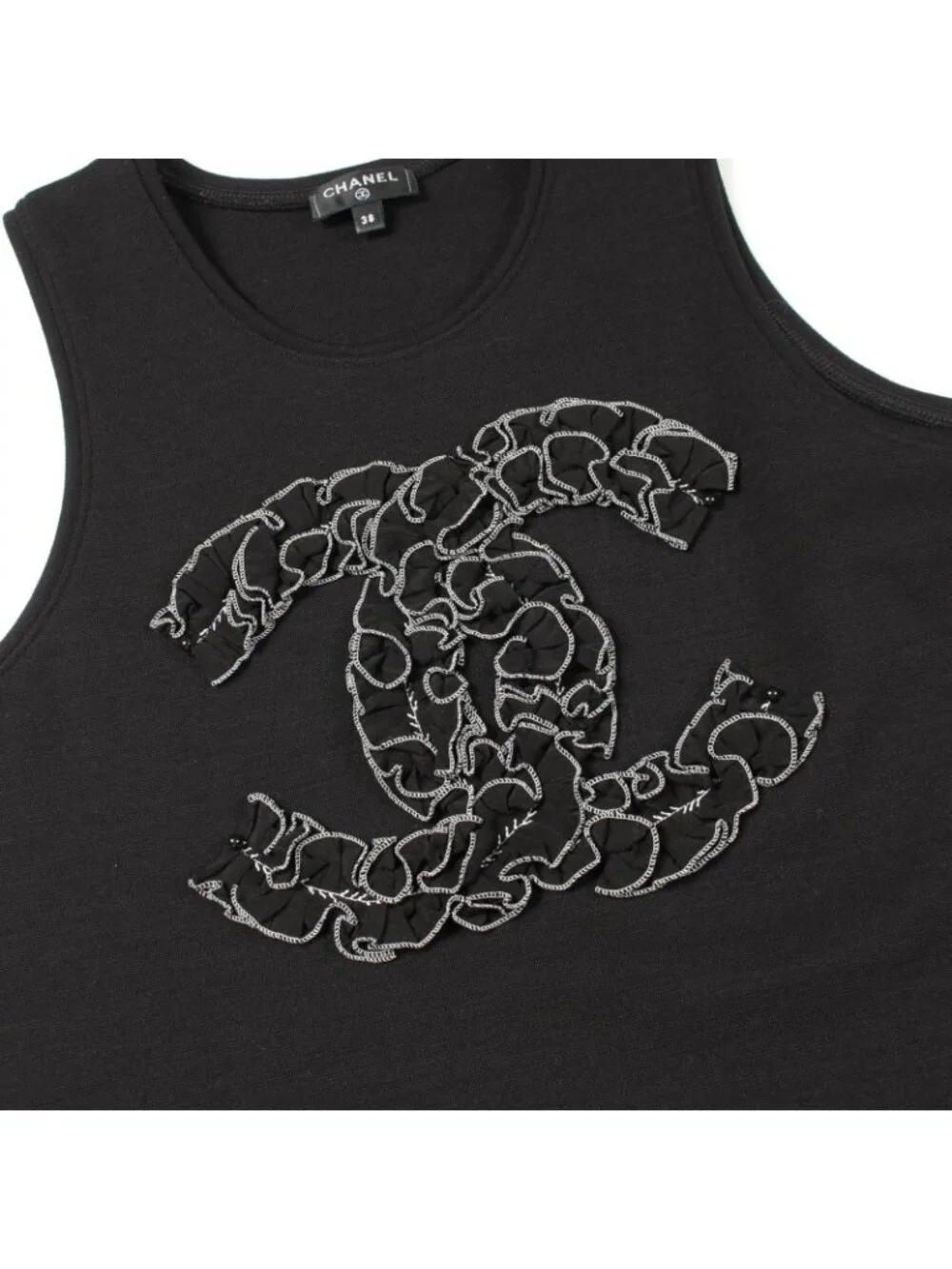 Chanel Tank Top CC Logo Camellia Wool